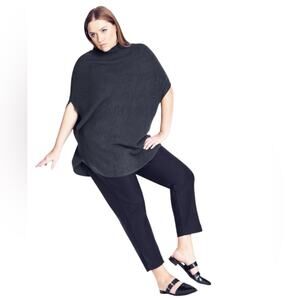 City chic Nordstrom Sound Check charcoal marle plus size boho cape poncho 14 1X